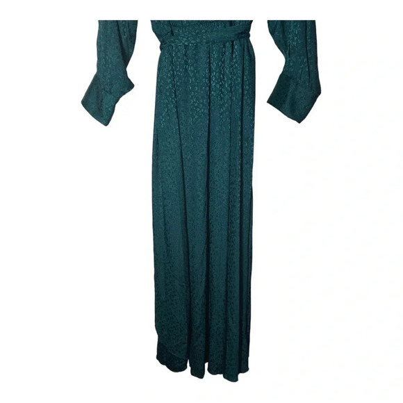1812. ALEX‎ B NITES LONG SLEEVE MAXI DRESS LEOPARD PRINT IN EMERALD GREEN COLOR - Picture 8 of 8